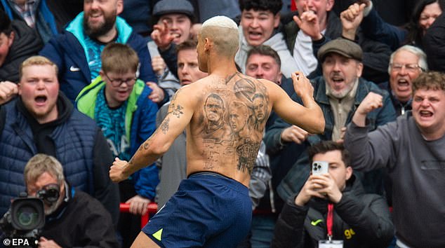 Richarlison showed off the tattoo when scoring Spurs' third goal in their 4-3 loss to Liverpool