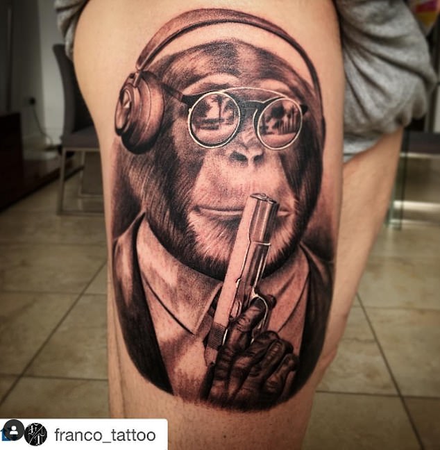 Alberto Moreno shared a photo on Instagram of his tattoo which sees a monkey holding a gun