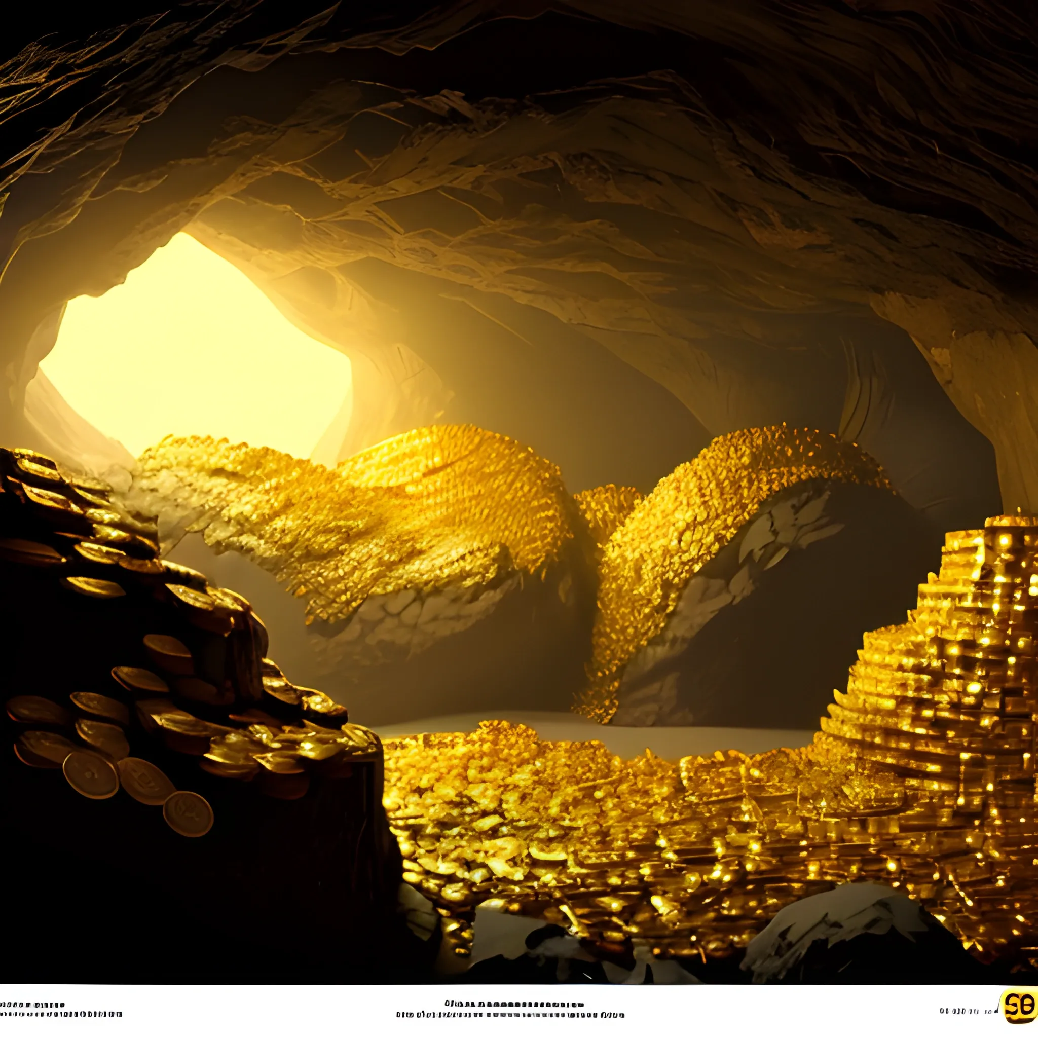 an enormous pile of millions of gold coins in a dark cavern cine... - Arthub.ai