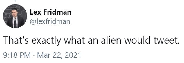 The post appears to conclude that extraterrestrials do not exist, due to most images showing floating blobs, but many of the comments argue otherwise. One user poked fun at the CEO saying the tweet is something an alien would share