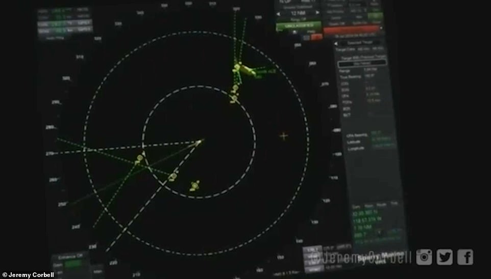 'Maintaining position under such conditions would increase the energy burn and greatly limit the time on target to just a few minutes, especially considering the quadcopter has to return to its point of origin. In addition, the reports mentioned the vehicle was illuminated, further increasing its power drain,' the defense contractor added. The military tech expert said top quadcopters have a maximum range of about seven miles, meaning their launch site would have to be near the warships. 'The vessel would have been easily detected as well as the launch of the quadcopter,' they said. 'Considering these limitations, I don't think the illuminated vehicle that hovered four miles above the ship for a prolonged period could have been a traditional quadcopter. They just don't have the range or the staying power. It had to be a much more advanced aircraft.'