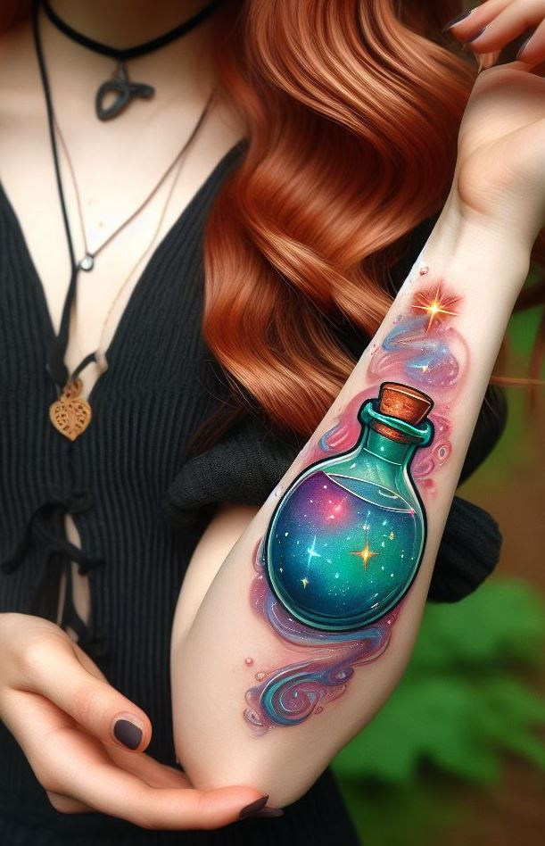 Witchy whispers: Ink your arm with potions that dance under moonlight.