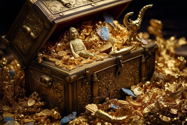 Premium Photo | Photo a treasure chest is full of gold and has a fish