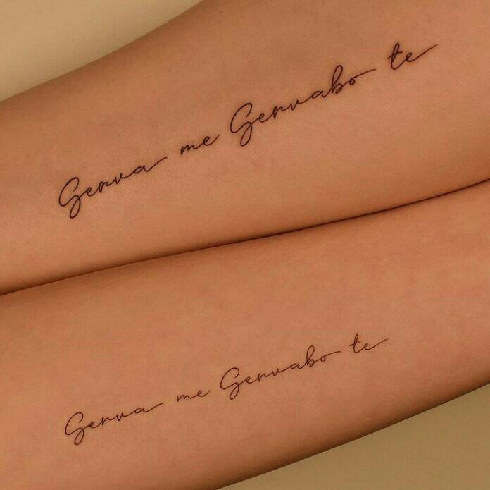 19 Tatuajes Pequenos Minimalistas Emparejados inscripcion en antebrazo gerua me geruabo te