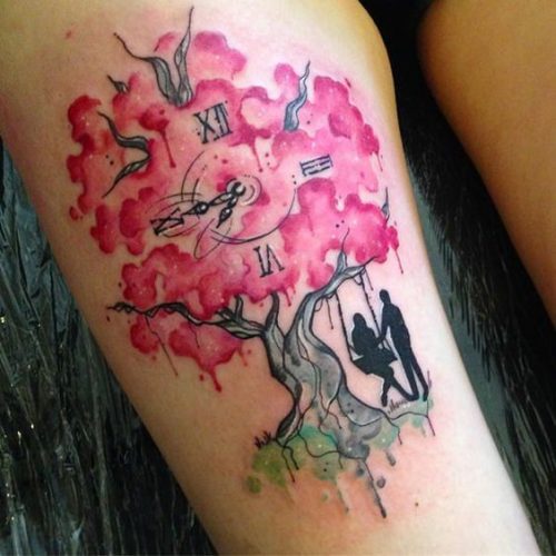 23 Vibrant Color Flower Tattoo Ideas