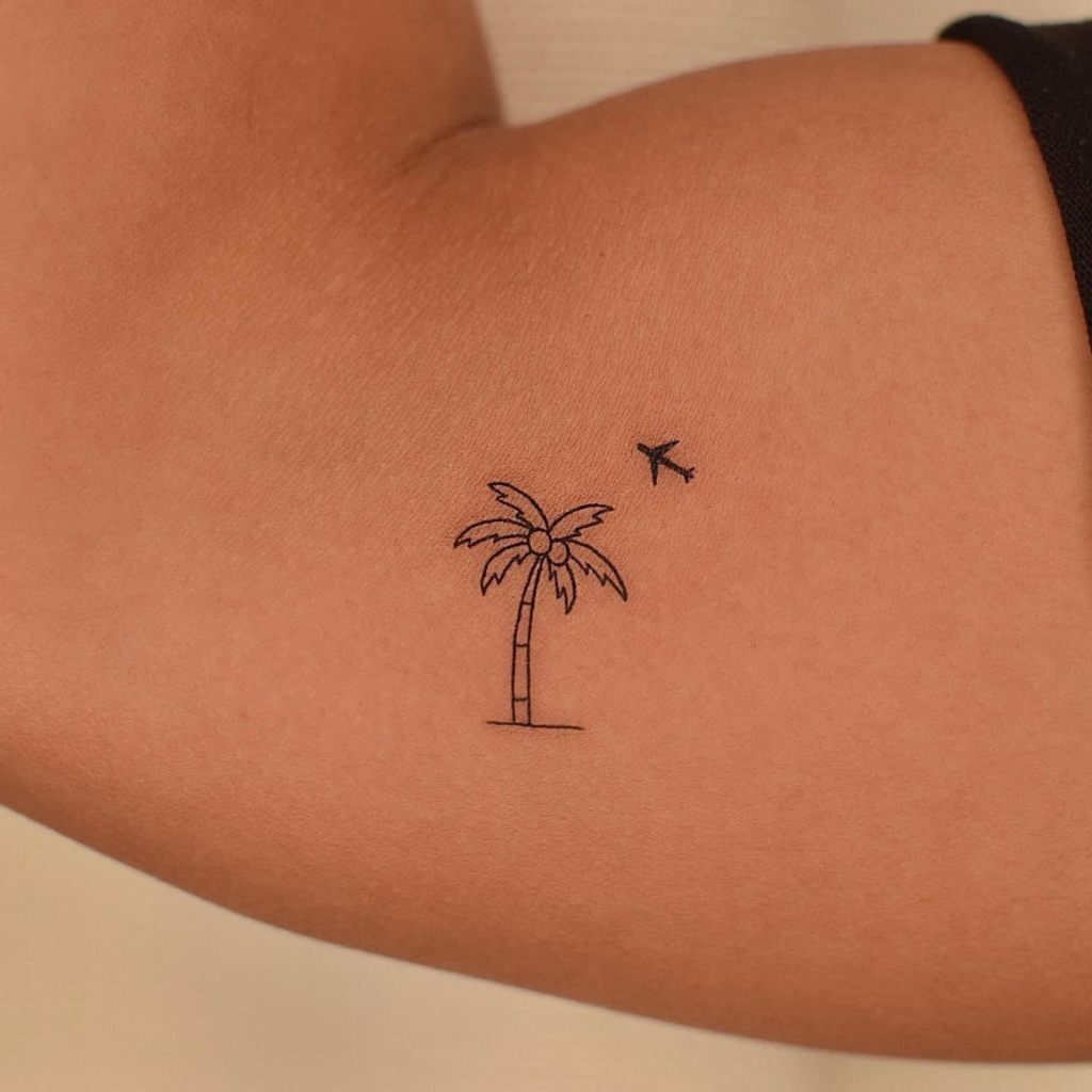 Tatuajes aesthetic Bellos pequenos minimalistas con muxo Zoom Palmera y Avion