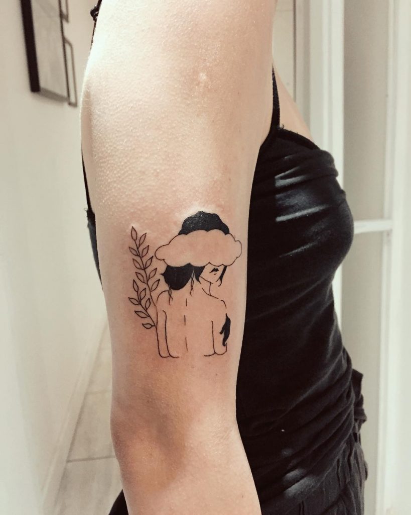 Woman and a cloud tattoo - Tattoogrid.net