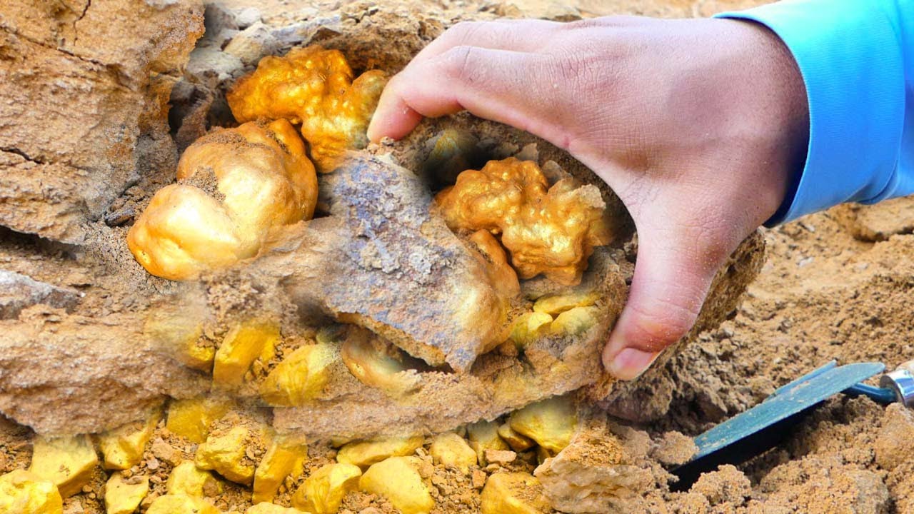 OMG! Biggest Gold Nugget worth Million hidden under stone at Mountain, Mining Exciting - YouTube