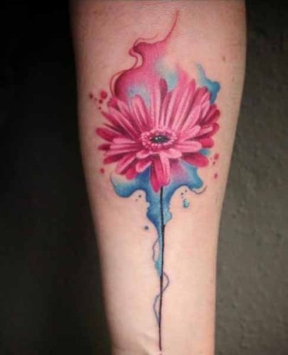 23 Vibrant Color Flower Tattoo Ideas