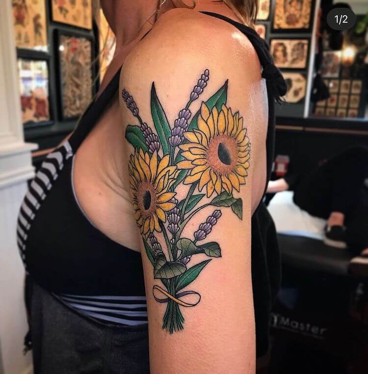 Colorful Sunflower Tattoo