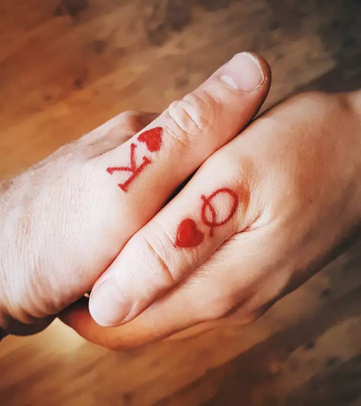 King and queen tattoos on finger