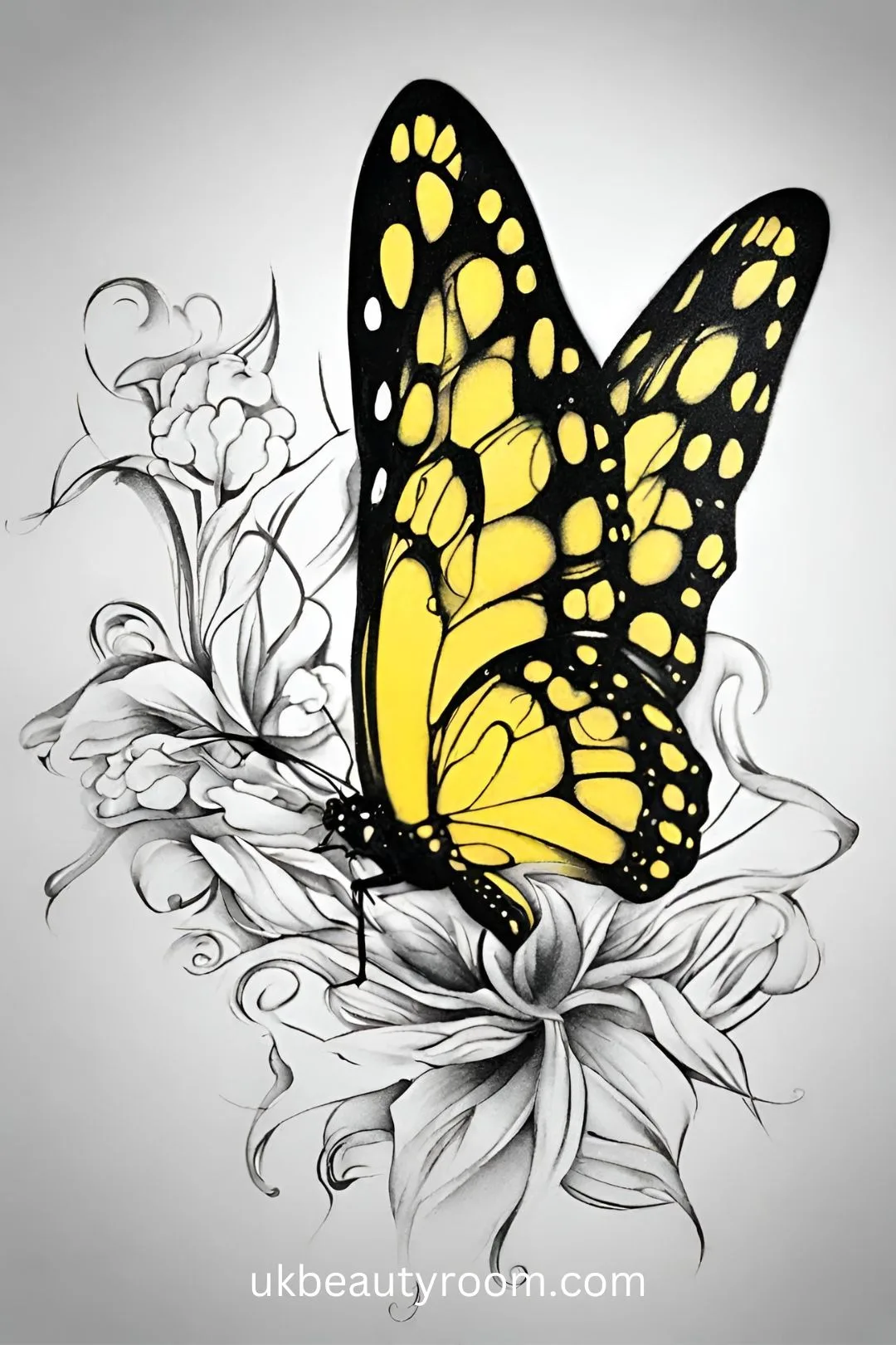 Yellow butterfly tattoo